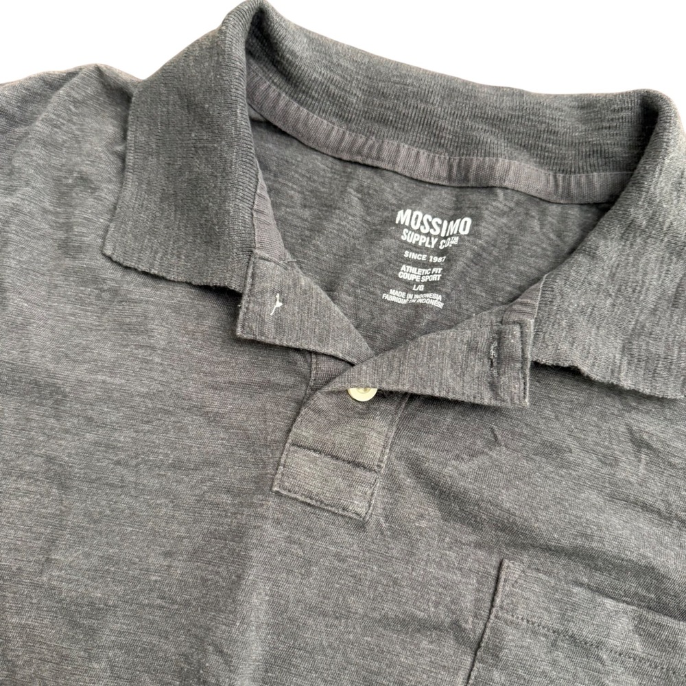 Mossimo Supply Co Mens Gray Athletic Fit Short Sleeve Polo Shirt L‎ Pocket